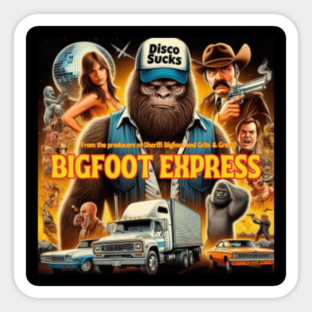 Bigfoot Express Movie Poster 3 Bigfoot Sticker TeePublic